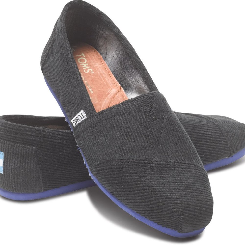 TOMS: Gray Corduroy Shoes